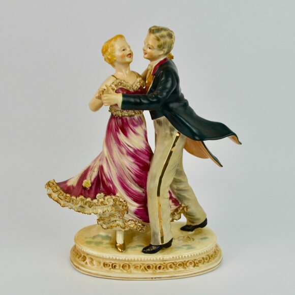 Vintage Dancing Couple Pair Figurine LARGE 10" - Picture 1 of 13